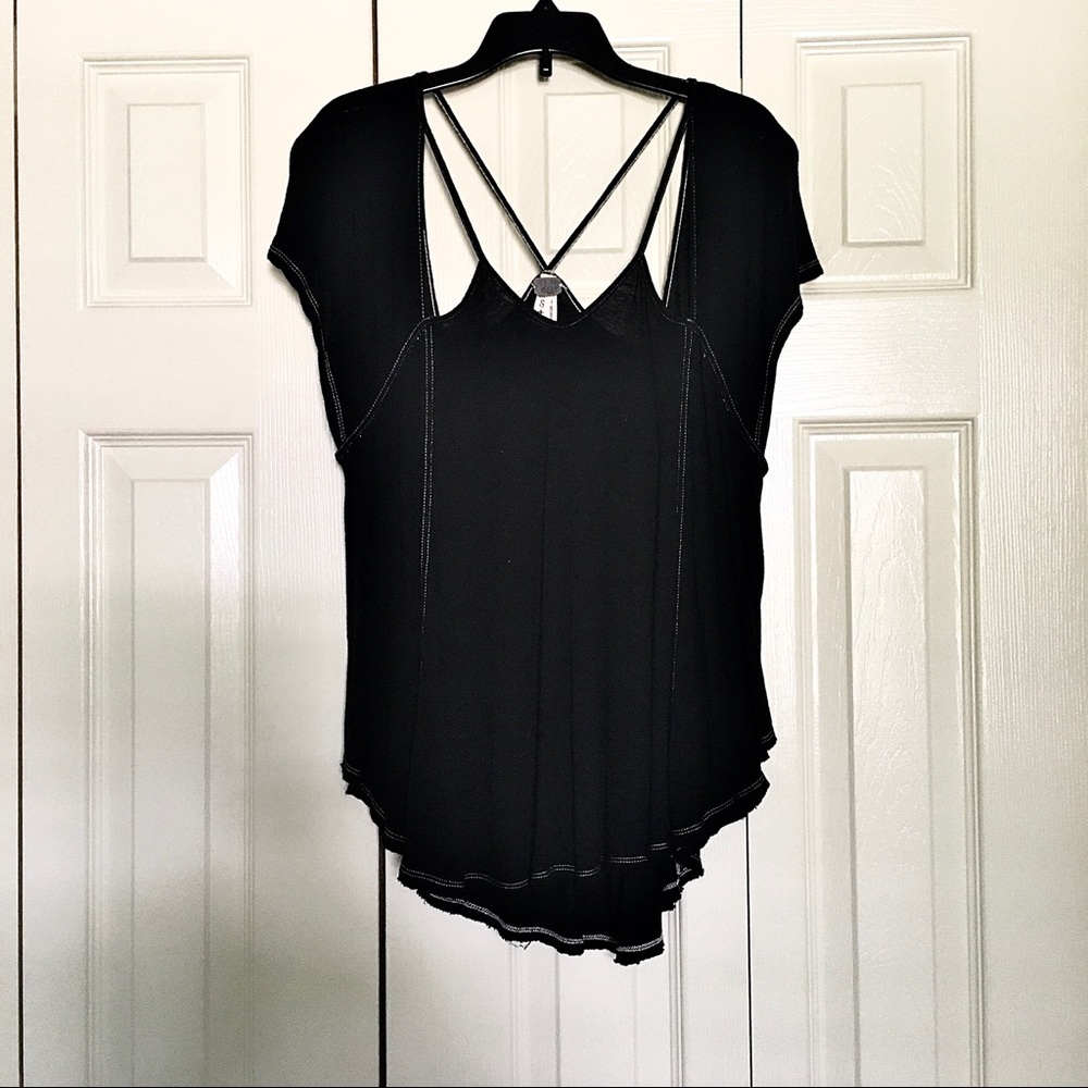 Free People black boho flowy top